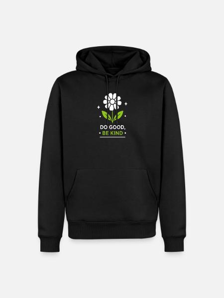 Do Good Be Kind Blumenlogo - Männer Premium Bio Hoodie - Schwarz