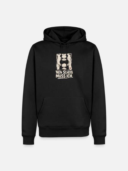 Panda Spruch Nen Scheiß Muss Ich - Männer Premium Bio Hoodie - Schwarz