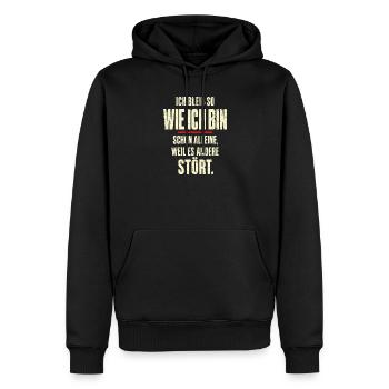 Ich bleib wie ich bin – andere stört’s - Männer Premium Bio Hoodie - Schwarz - Vorne - Nico (187cm)