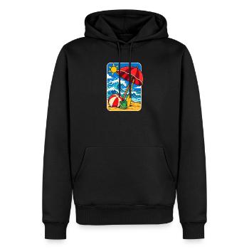 Retro Sunny Beach Day Illustration - Männer Premium Bio Hoodie - Schwarz - Vorne - Nico (187cm)
