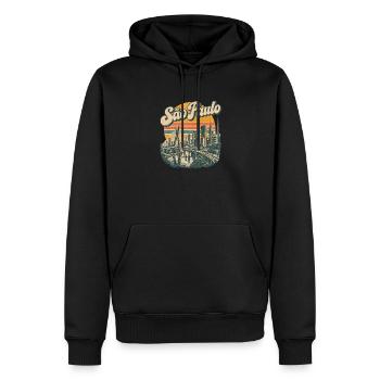 Sao Paulo Retro Skyline  - Männer Premium Bio Hoodie - Schwarz - Vorne - Nico (187cm)