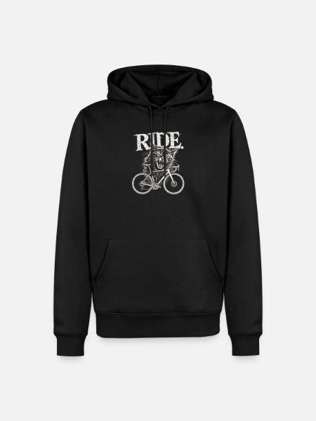 Wütende Katze auf Rennrad  - Männer Premium Bio Hoodie - Schwarz