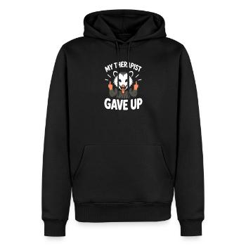 Mein Therapeut hat Ferret Tee aufgegeben - Männer Premium Bio Hoodie - Schwarz - Vorne - Nico (187cm)