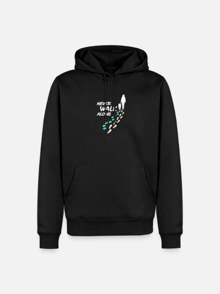 Never Walk Alone Pfotenspuren - Männer Premium Bio Hoodie - Schwarz