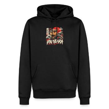  Papibara Capybara Japanische Welle Aufgehende - Männer Premium Bio Hoodie - Schwarz - Vorne - Nico (187cm)