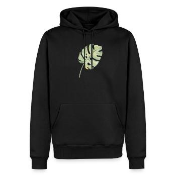 Monstera Blatt Aquarell Grün - Männer Premium Bio Hoodie - Schwarz - Vorne - Nico (187cm)