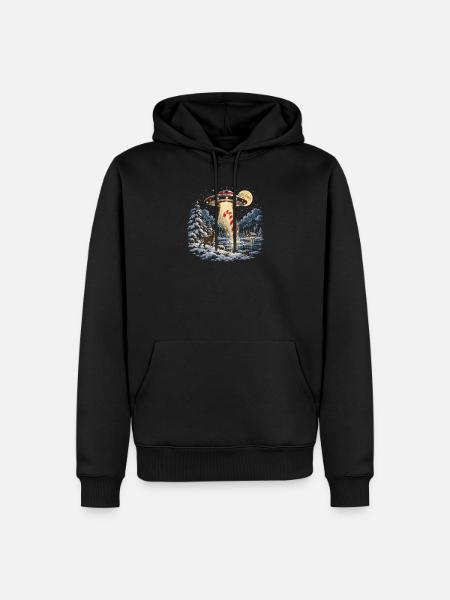 Weihnachts-UFO-Zuckerstangenentführungsdesign - Männer Premium Bio Hoodie - Schwarz