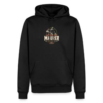 Maurer – Weil gute Arbeit besteht - Männer Premium Bio Hoodie - Schwarz - Vorne - Nico (187cm)