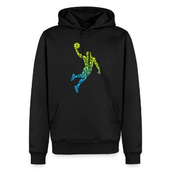 Symboles de basket-ball Garçons Joueur de basket-ball - Sweat à capuche Premium bio Homme - noir - Devant - Nico (187cm)