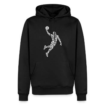 Symboles de basket-ball Joueur de basket-ball Basket-ball - Sweat à capuche Premium bio Homme - noir - Devant - Nico (187cm)