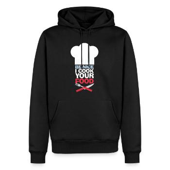 Soyez gentil, je cuisine votre cuisine de chef cuisinier - Sweat à capuche Premium bio Homme - noir - Devant - Nico (187cm)