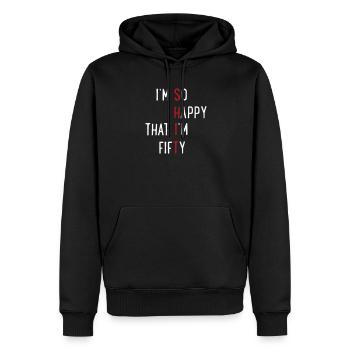 50 - Männer Premium Bio Hoodie - Schwarz - Vorne - Nico (187cm)