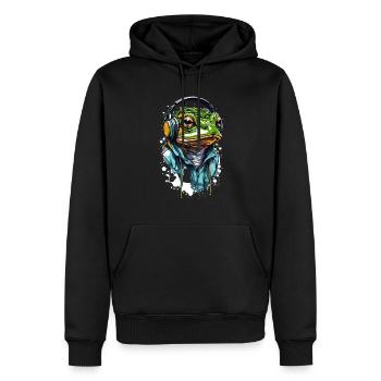 Frog music - Männer Premium Bio Hoodie - Schwarz - Vorne - Nico (187cm)