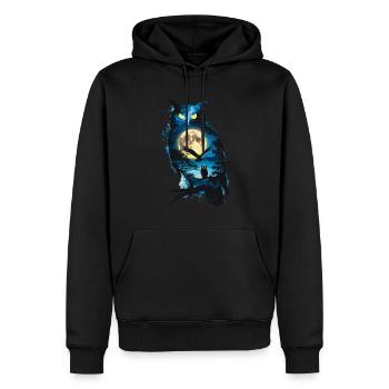 Niedliche Eule als Zauberer für einen Eulen Fans - Männer Premium Bio Hoodie - Schwarz - Vorne - Nico (187cm)