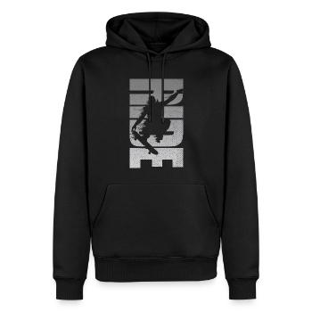 Skateboard Rétro Skateboarder en détresse - Sweat à capuche Premium bio Homme - noir - Devant - Nico (187cm)