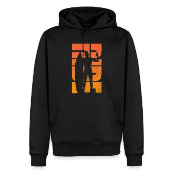 Männer Surfen Retro Ride Sunset Surfer - Männer Premium Bio Hoodie - Schwarz - Vorne - Nico (187cm)