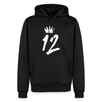 12 Zahl Krone - Männer Premium Bio Hoodie - Schwarz - Vorne - Nico (187cm)
