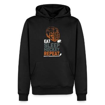 eat sleep hockey repeat - Men’s Premium Organic Hoodie - black - Front - Nico (187cm)