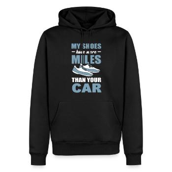 Mes chaussures ont plus de kilomètres que votre marathon automobile - Sweat à capuche Premium bio Homme - noir - Devant - Nico (187cm)