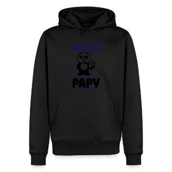 Bientôt Papy – Panda humoristique pour futurs papy - Sweat à capuche Premium bio Homme - noir - Devant - Nico (187cm)