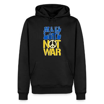 Make Love Not War | Ukraine Peace is the only way - Men’s Premium Organic Hoodie - black - Front - Nico (187cm)