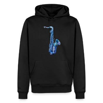 Saxophone Poisson - Sweat à capuche Premium bio Homme - noir - Devant - Nico (187cm)
