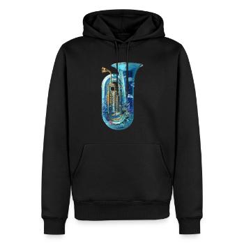 Tuba de poisson - Sweat à capuche Premium bio Homme - noir - Devant - Nico (187cm)