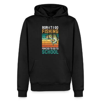 Angeln Né pour aller à la pêche Forcé d’aller à l’école - Sweat à capuche Premium bio Homme - noir - Devant - Nico (187cm)