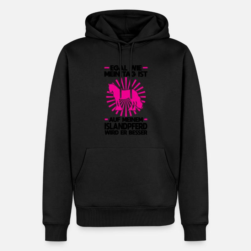 Islandpferd Pferd Isländer Geschenk - Männer Premium Bio Hoodie - Schwarz