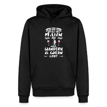 Wandern Wein Bergsteiger Geschenk - Männer Premium Bio Hoodie - Schwarz - Vorne - Nico (187cm)