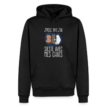 J'peux Pas J'ai Sieste Avec Mes Chats - Sweat à capuche Premium bio Homme - noir - Devant - Nico (187cm)