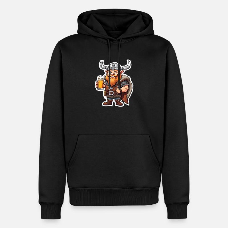 Fröhlicher Wikinger mit Bier - Männer Premium Bio Hoodie - Schwarz