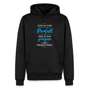 Je ne suis pas parfait mais je suis grimpeur - Sweat à capuche Premium bio Homme - noir - Devant - Nico (187cm)
