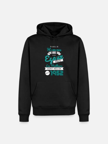 Anniversaire 70 ans - Meilleurs nés Août 1952 - Sweat à capuche Premium bio Homme - noir