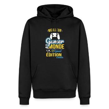 Meilleur Gamer au monde - 100% génial - Sweat à capuche Premium bio Homme - noir - Devant - Nico (187cm)