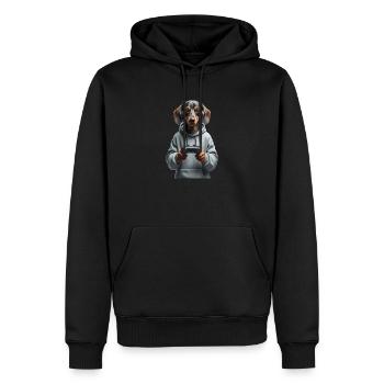 Gamer Dachshund - Gambler Dog with Hoodie - Men’s Premium Organic Hoodie - black - Front - Nico (187cm)