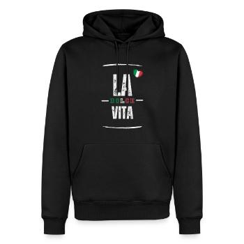 La dolce Vita Bella Italia - Sweat à capuche Premium bio Homme - noir - Devant - Nico (187cm)
