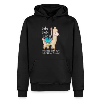 Lebe Liebe Lache wenn das nicht Alpaka Sprüche - Männer Premium Bio Hoodie - Schwarz - Vorne - Nico (187cm)