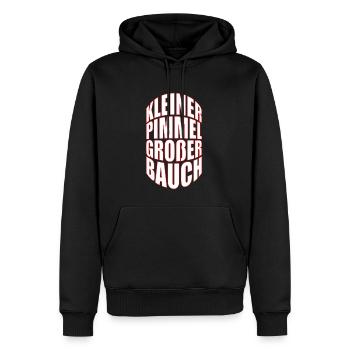 Funshirt Kleiner Pimmel großer Bauch, lustiges JGA - Männer Premium Bio Hoodie - Schwarz - Vorne - Nico (187cm)