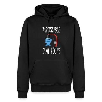 Impossible j'ai pêche - Sweat à capuche Premium bio Homme - noir - Devant - Nico (187cm)