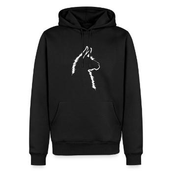 Lama Silhouette Portrait Animaux Animal Lamas Wilsigns - Sweat à capuche Premium bio Homme - noir - Devant - Nico (187cm)