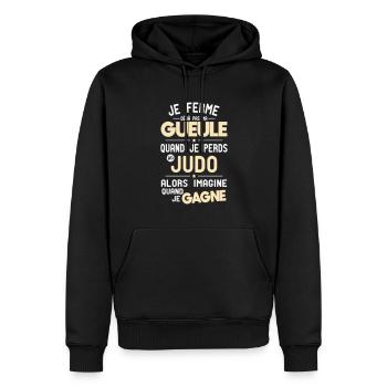 Je ferme pas ma gueule quand je perds au judo - Sweat à capuche Premium bio Homme - noir - Devant - Nico (187cm)