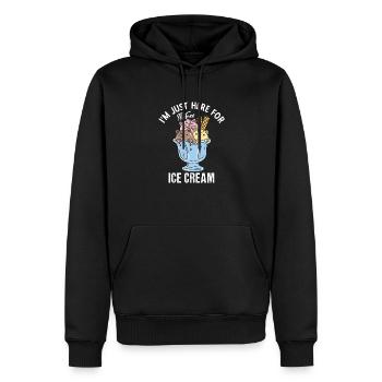 Ich Bin Nur Wegen Des Kostenlosen Eises Hier - Männer Premium Bio Hoodie - Schwarz - Vorne - Nico (187cm)