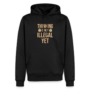 Thinking Is Not illegal yet Vintage Brain Sprüche - Männer Premium Bio Hoodie - Schwarz - Vorne - Nico (187cm)