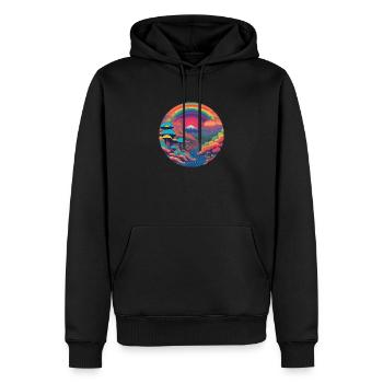 JAPON par AUDIA rond - Sweat à capuche Premium bio Homme - noir - Devant - Nico (187cm)