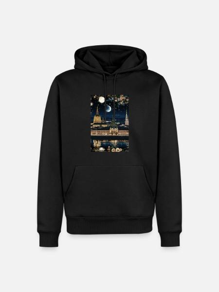 Vienna,Vienna at night,skyline, stars, comic - Men’s Premium Organic Hoodie - black