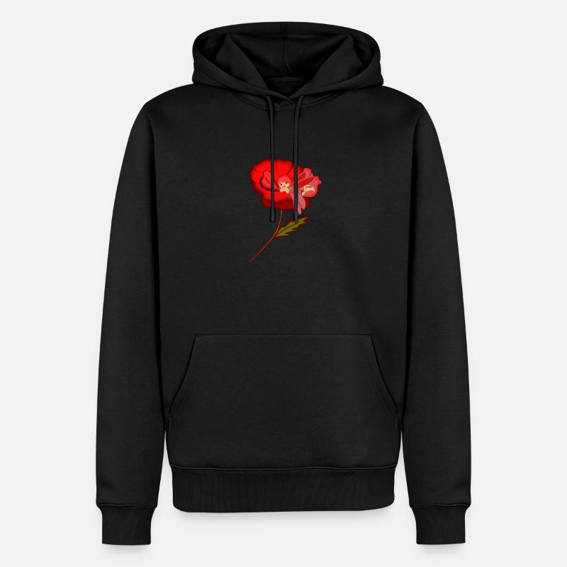 Fee in einer Mohnblume - Männer Premium Bio Hoodie - Schwarz