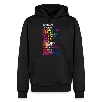 Science Is Real Kindness Is Everything Love - Männer Premium Bio Hoodie - Schwarz - Vorne - Nico (187cm)
