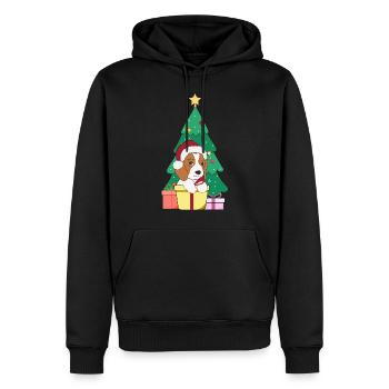 Beagle vor Weihnachtsbaum Weihnachtsmütze - Männer Premium Bio Hoodie - Schwarz - Vorne - Nico (187cm)