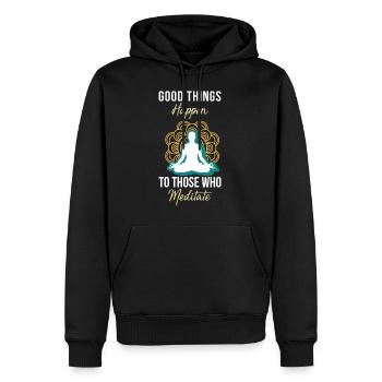 Meditation, Zen Yoga and Pilates - Men’s Premium Organic Hoodie - black - Front - Nico (187cm)